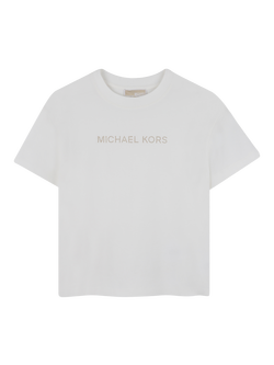 Michael Kors Kids' Short Sleeve Studded Logo T-Shirt, Offwhite, Offwhite