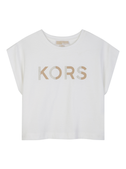 Michael Kors Kids' Short Sleeve Studded Logo T-Shirt, Offwhite, Offwhite