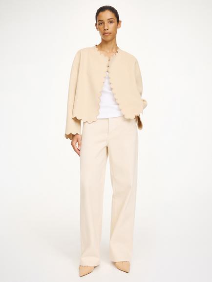 By Malene Birger Vibetta Scallop Edge Pure Wool Jacket, Vanilla Cream - view 2, Vanilla Cream
