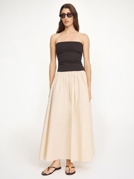By Malene Birger Marc Colour Block Maxi Dress, Brown/Cream, Brown/Cream