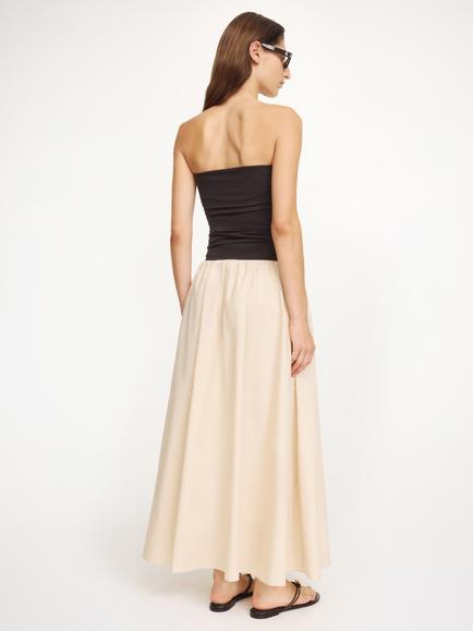 By Malene Birger Marc Colour Block Maxi Dress, Brown/Cream - view 2, Brown/Cream