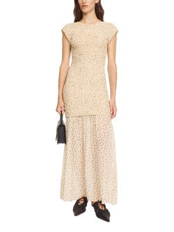 By Malene Birger Corinna Textured Polka Dot Maxi Dress, Cream, Cream