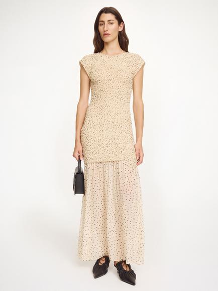 By Malene Birger Corinna Textured Polka Dot Maxi Dress, Cream, Cream