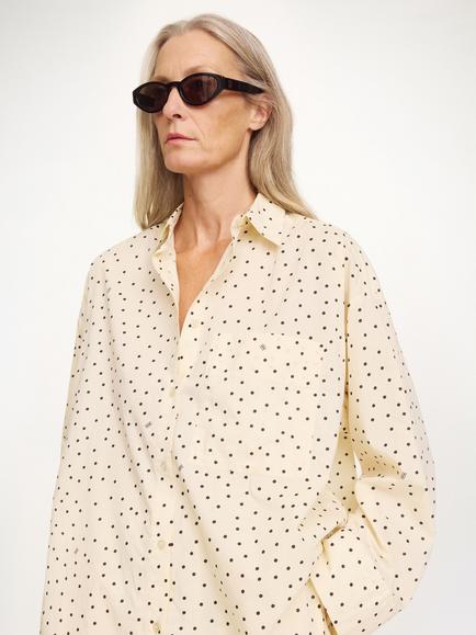 By Malene Birger Derris Polka Dot Shirt, Cream/Black, Cream/Black