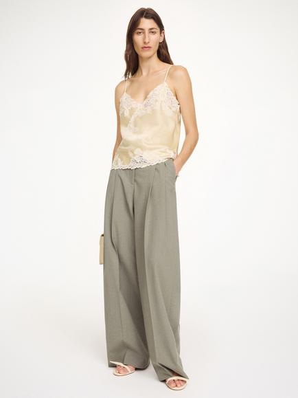 By Malene Birger Cymbaria Wool Blend Trousers, Khaki