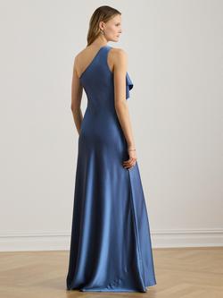 Lauren Ralph Lauren Elzira One Shoulder Satin Dress, Blue - view 2, Blue