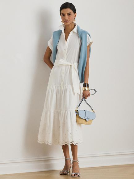 Lauren Ralph Lauren Ralila Embroidered Shirt Dress, White, White