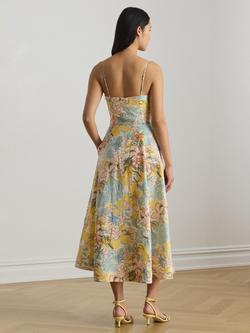 Lauren Ralph Lauren Floral Pure Linen Midi Dress, Multi - view 2, Multi