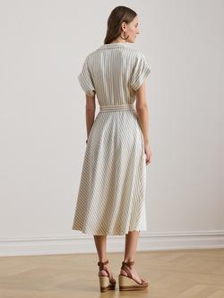 Lauren Ralph Lauren Stripe Wrap Midi Dress, Cream/Blue - view 2, Cream/Blue