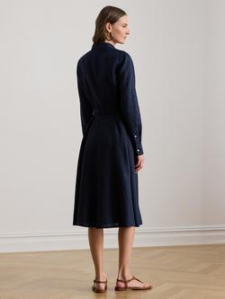 Lauren Ralph Lauren Belted Pure Linen Shirt Dress - view 2, Navy