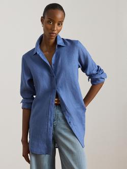 Lauren Ralph Lauren Karrie Pure Linen Shirt, Blue, Blue