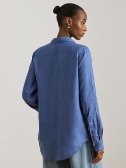 Lauren Ralph Lauren Karrie Pure Linen Shirt, Blue - view 2, Blue