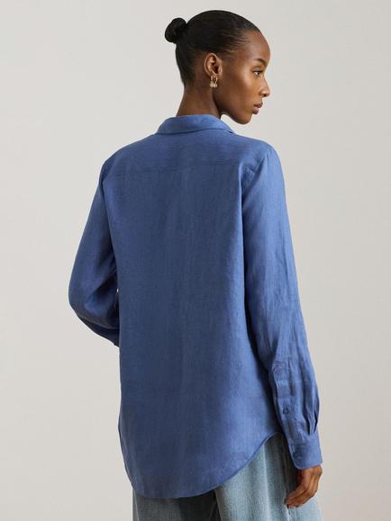 Lauren Ralph Lauren Karrie Pure Linen Shirt, Blue - view 2, Blue