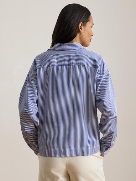 Lauren Ralph Lauren Stripe Broadcloth Top, Blue/White - view 2, Blue/White