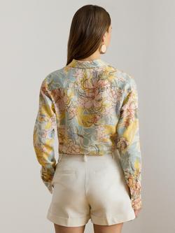 Lauren Ralph Lauren Floral Pure Linen Shirt, Multi - view 2, Multi