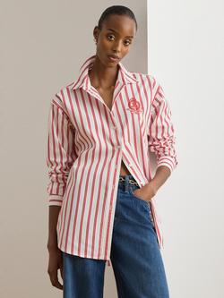 Lauren Ralph Lauren Stripe Relaxed Fit Shirt, Red/White, Red/White
