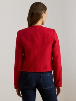 Lauren Ralph Lauren Textured Boxy Pure Linen Jacket, Red - view 2, Red