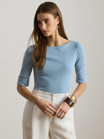 Ralph Lauren Judy Cotton Blend T-Shirt, Duck Egg Blue
