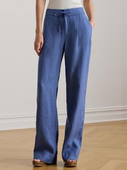 Lauren Ralph Lauren Jovonie Wide Leg Pure Linen Trousers, Blue, Blue