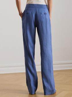 Lauren Ralph Lauren Jovonie Wide Leg Pure Linen Trousers, Blue - view 2, Blue