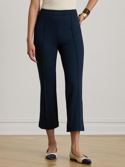 Lauren Ralph Lauren Pintuck Cropped Bootcut Trousers, Navy, Navy