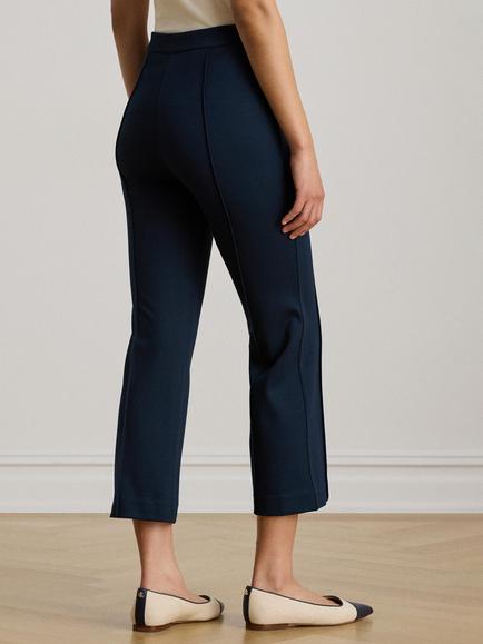 Lauren Ralph Lauren Pintuck Cropped Bootcut Trousers, Navy - view 2, Navy