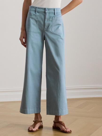 Lauren Ralph Lauren Yurshane Wide Leg Cropped Trousers, Duck Egg Blue, Duck Egg Blue