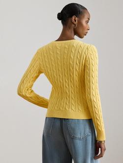 Lauren Ralph Lauren Ralhan Cotton Cable Knit Cardigan - view 2, Lemon Sorbet