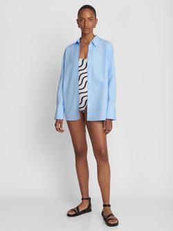 YAITTE Puglia Relaxed Fit Cotton Poplin Shirt, Deep Blue, Deep Blue