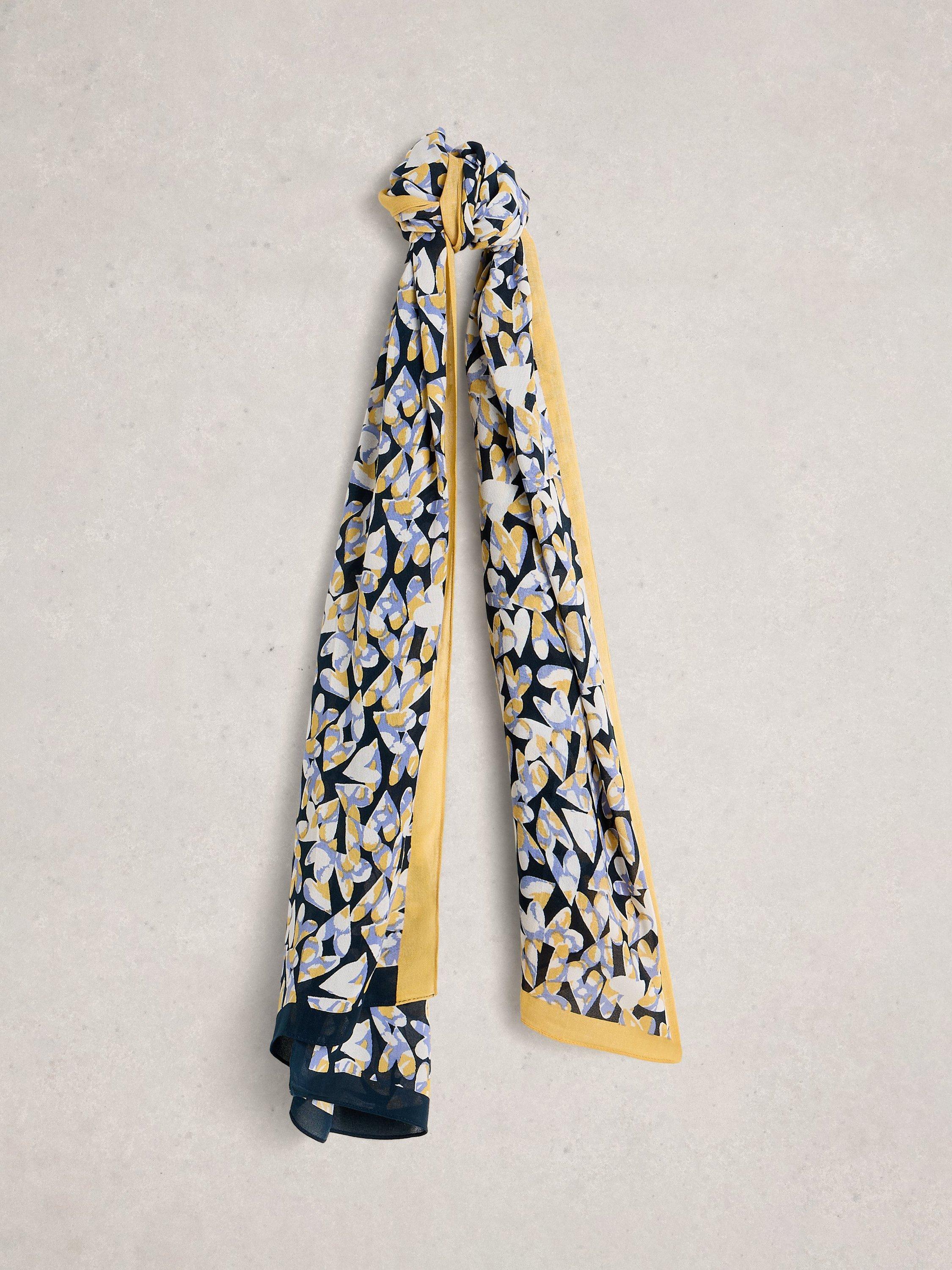 Product image 1 of 3, which shows White Stuff Sophie Heart Print Scarf, Dark Yellow, One Size