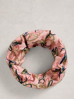 White Stuff Abstract Floral Roll Scarf, Pink, Pink