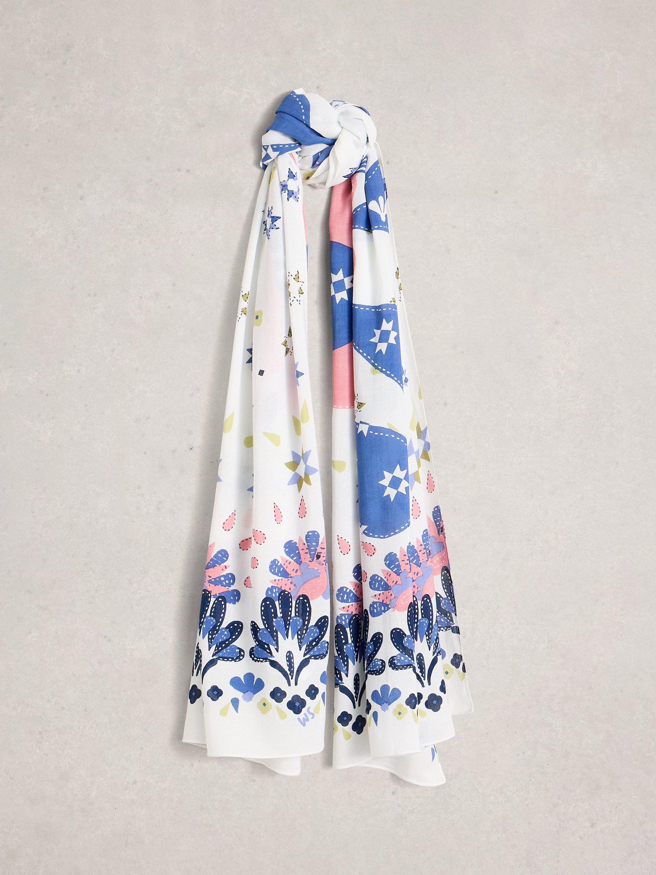 Product image 1 of 3, which shows White Stuff Sophie Floral Scarf, White Ivory, One Size