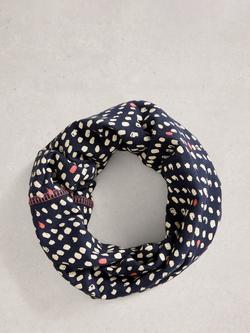 White Stuff Spot Roll Scarf, Blue Navy, Blue Navy