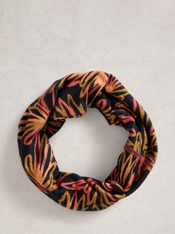 White Stuff Floral Roll Scarf, Black/Multi, Black/Multi