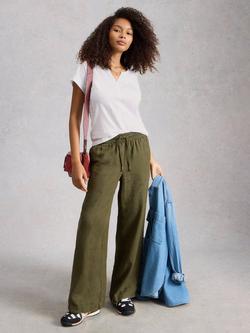 White Stuff Nelly Notch Neck Embroidered T-Shirt containing LENZING™ ECOVERO™ Viscose, White - view 2, White