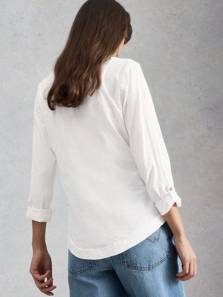 White Stuff Annie Broderie Jersey Shirt, White - view 2, White