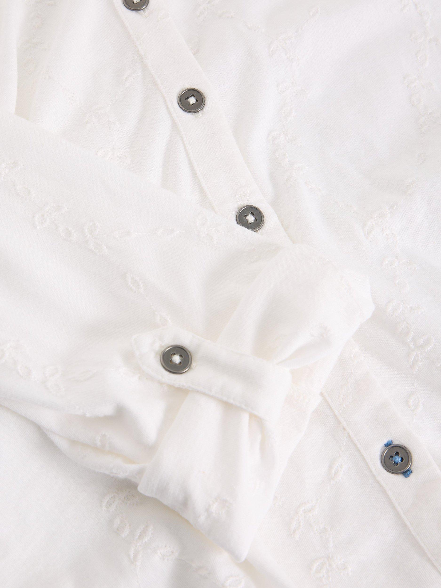 Product image 6 of 6, which shows White Stuff Annie Broderie Jersey Shirt, White, 6
