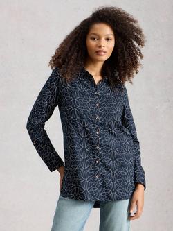 White Stuff Sophie Floral Jersey Shirt, Blue Navy, Blue Navy