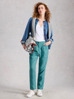 White Stuff Rowena Pure Linen Trousers - view 2, Blue Teal