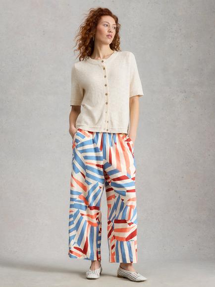 White Stuff Shelly Linen Blend Elasticated Waist Culottes, White Ivory, White Ivory