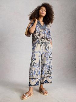 White Stuff Shelly Linen Blend Elasticated Waist Culottes, White Ivory - view 2, White Ivory