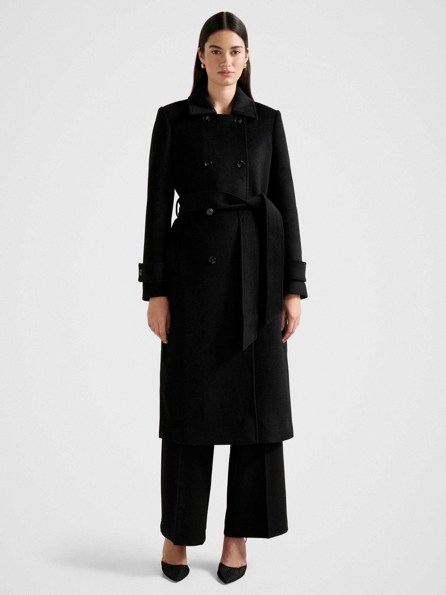 Product image 1 of 5, which shows Forever New Sophie Double Breasted Wrap Coat, Black, 6
