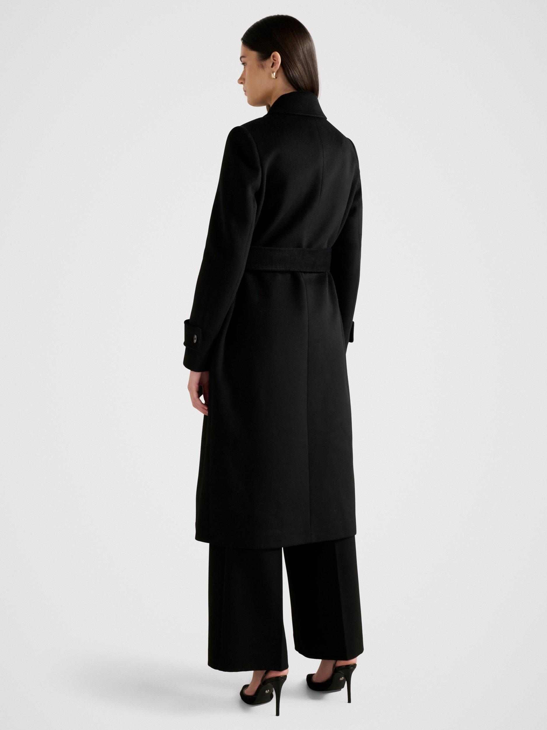 Product image 2 of 5, which shows Forever New Sophie Double Breasted Wrap Coat, Black, 6