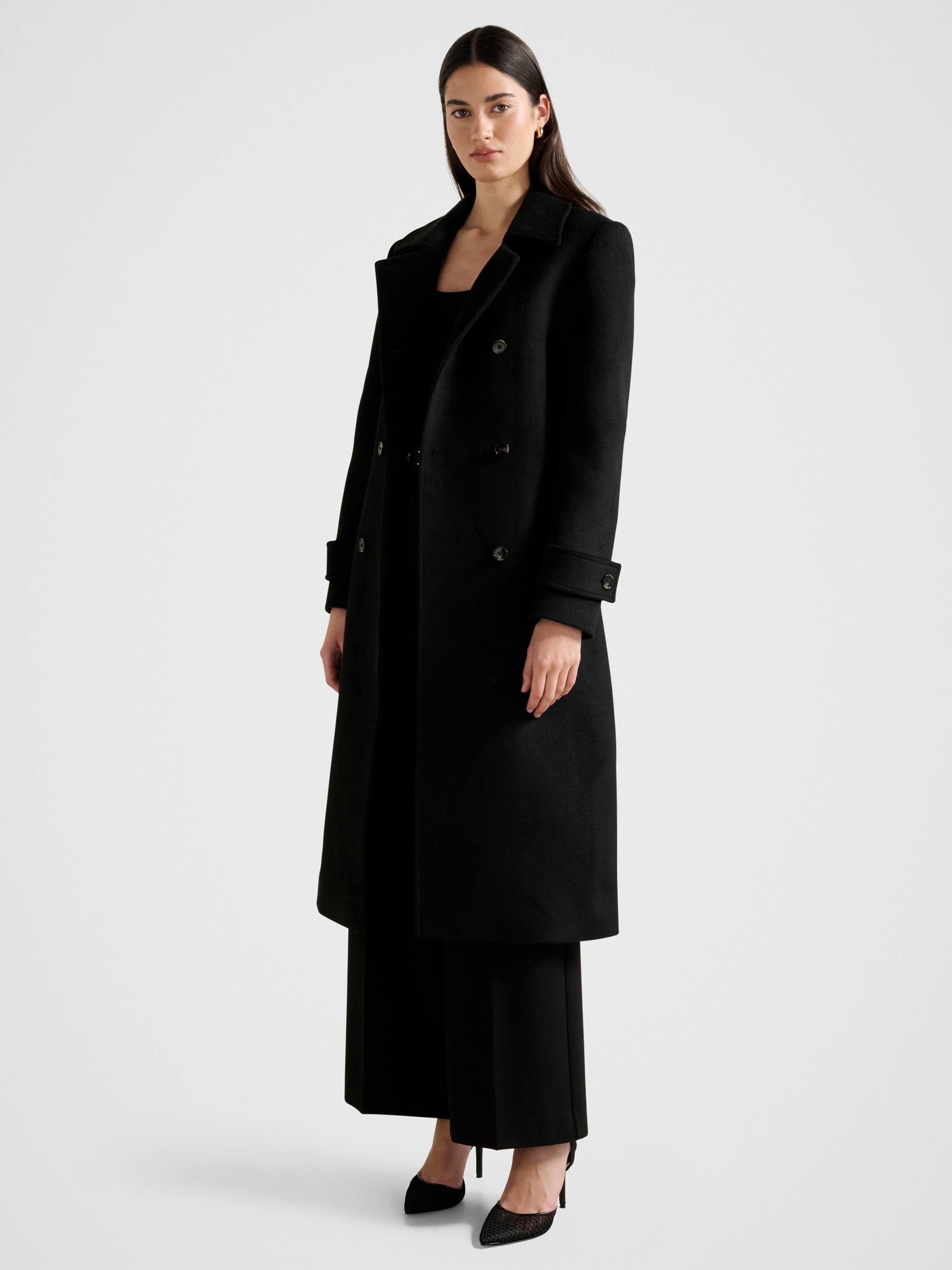 Product image 3 of 5, which shows Forever New Sophie Double Breasted Wrap Coat, Black, 6