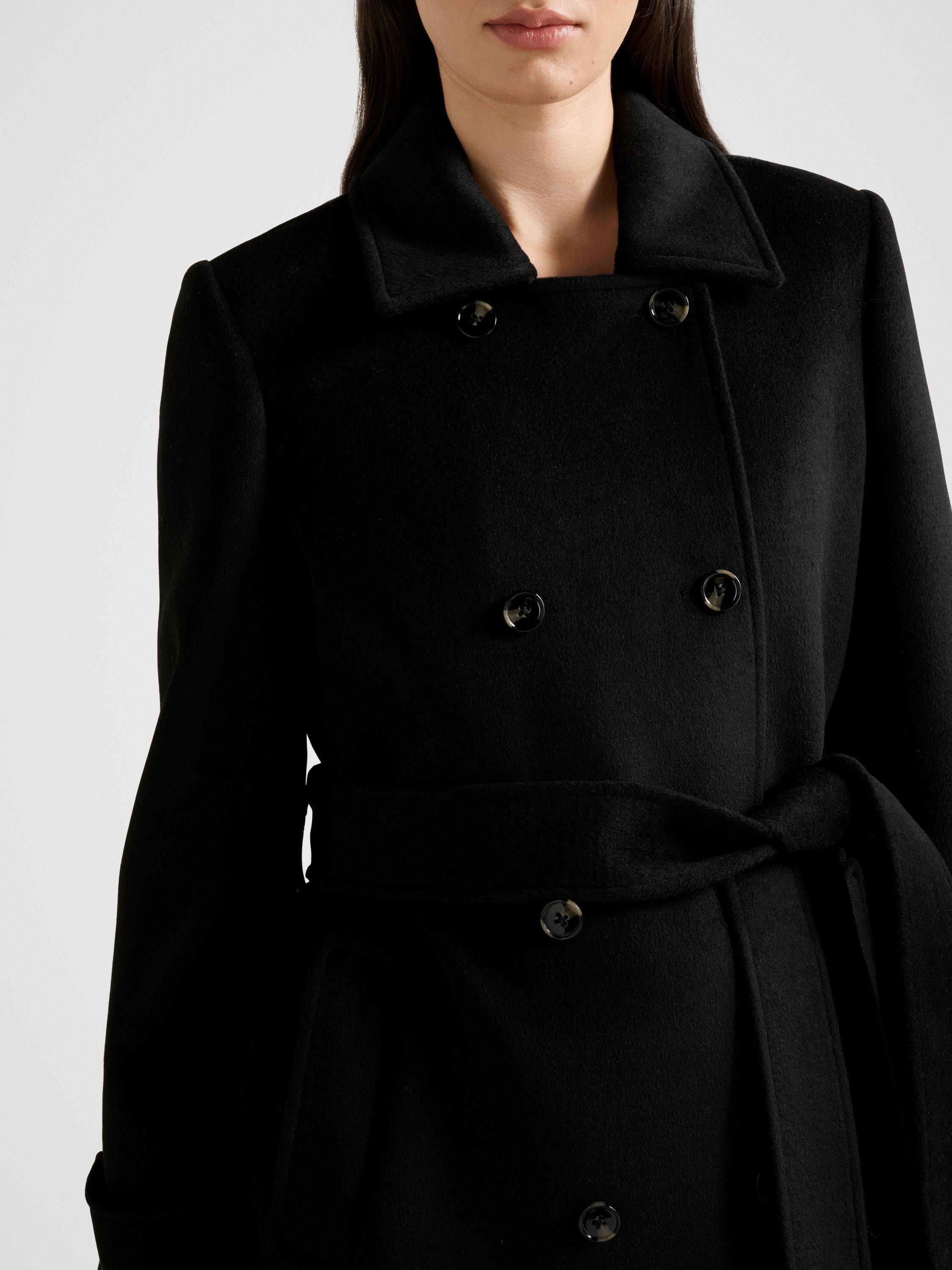 Product image 4 of 5, which shows Forever New Sophie Double Breasted Wrap Coat, Black, 6