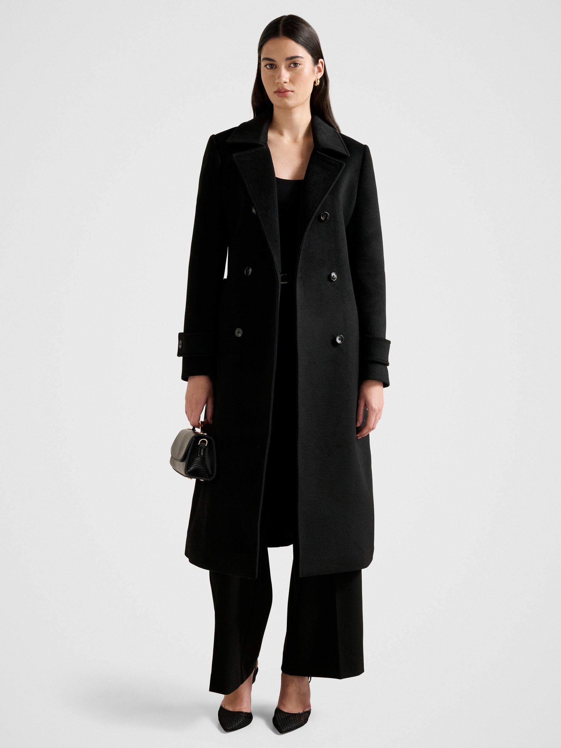 Product image 5 of 5, which shows Forever New Sophie Double Breasted Wrap Coat, Black, 6