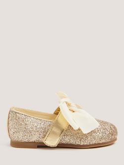 Monsoon Baby Glitter Bow Ballerina Booties, Pale Gold, Pale Gold