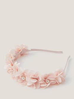 Monsoon Kids' Corsage Pearl Headband, Pink, Pink