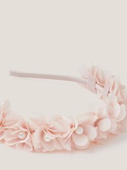 Monsoon Kids' Corsage Pearl Headband, Pink - view 2, Pink