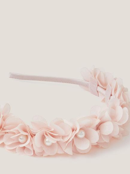 Monsoon Kids' Corsage Pearl Headband, Pink - view 2, Pink